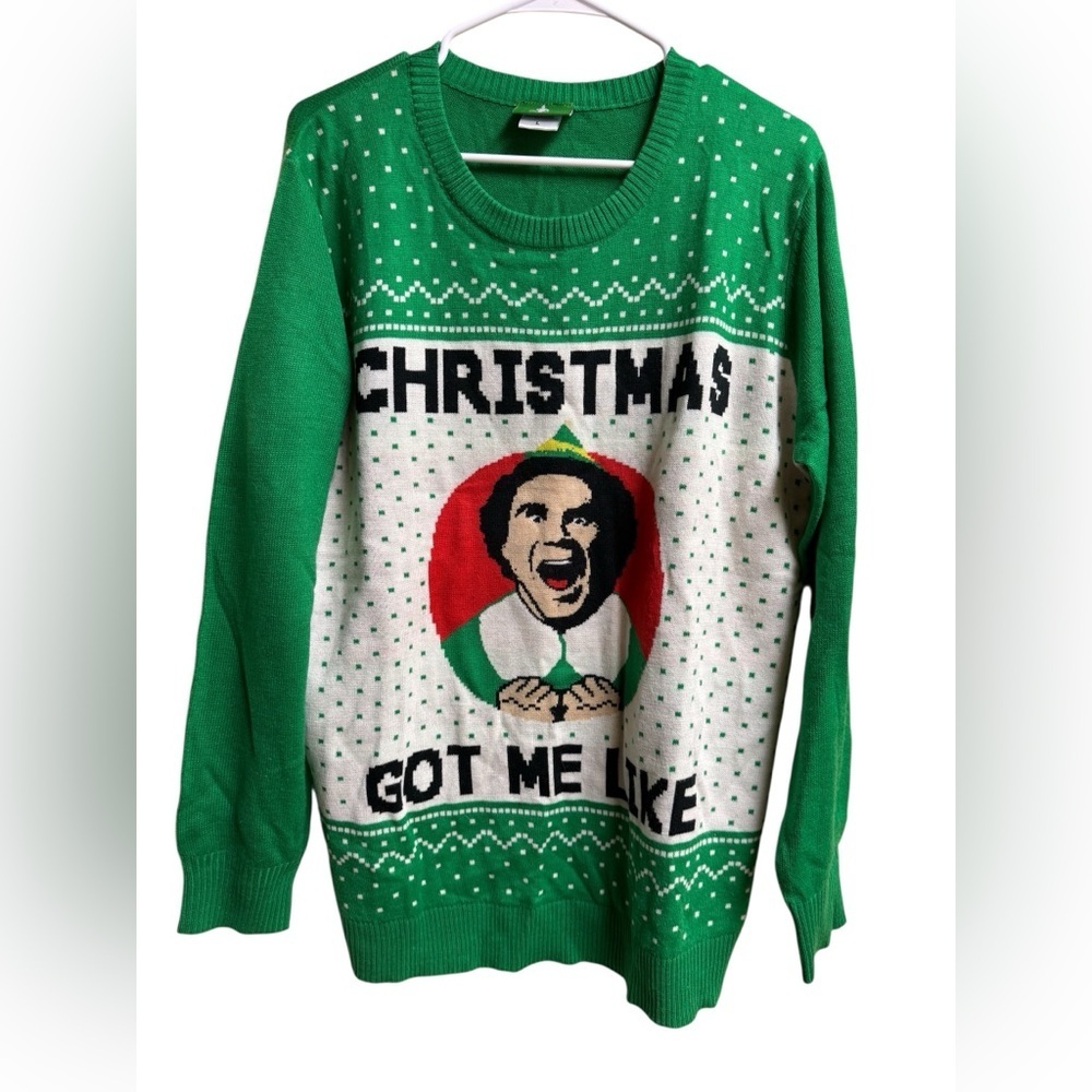 Elf Christmas Got Me Like Ugly Sweater Green Size L Funny Holiday Jumper